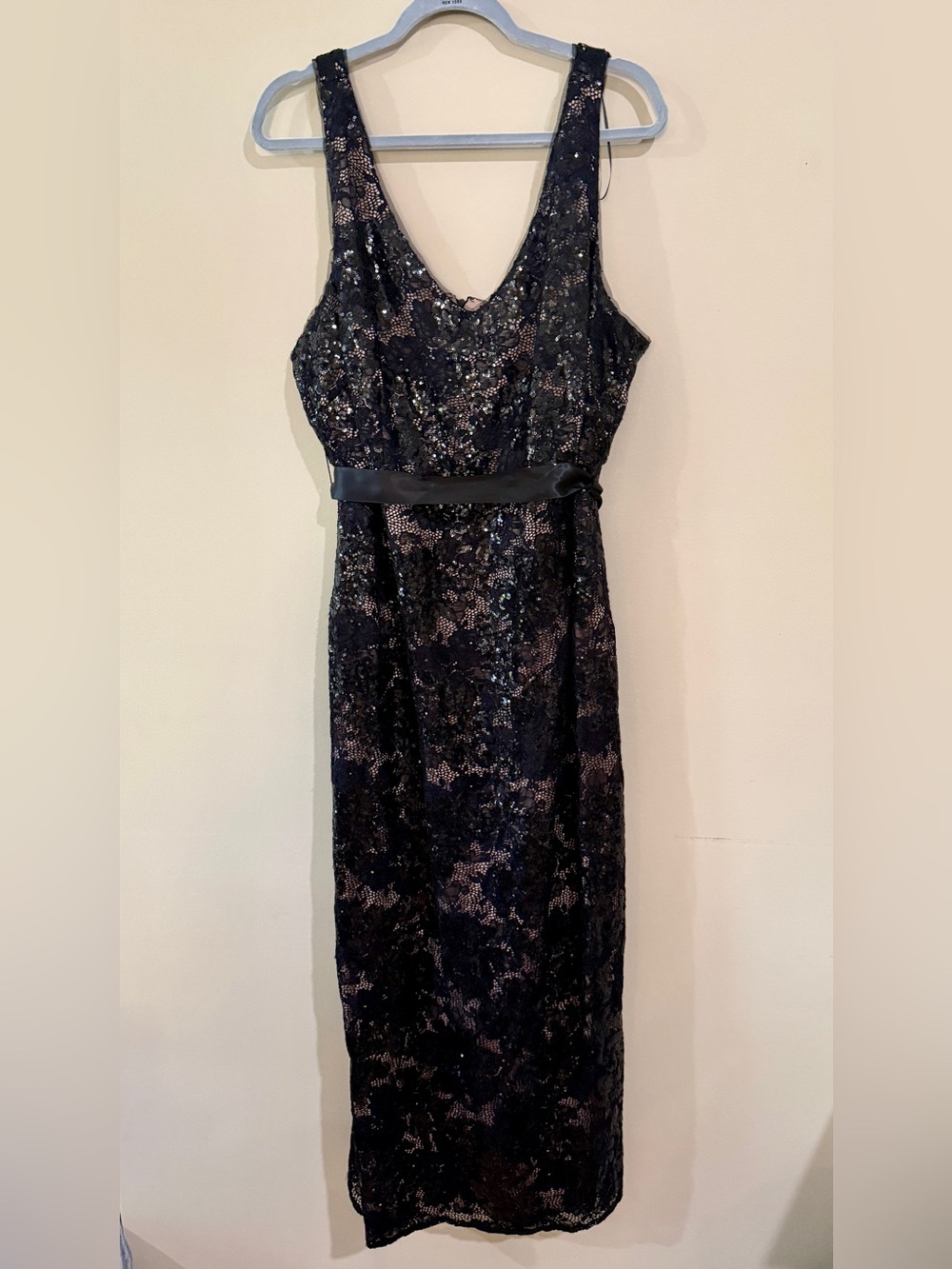 R&M Richards Black Sequin Lace Maxi Dress